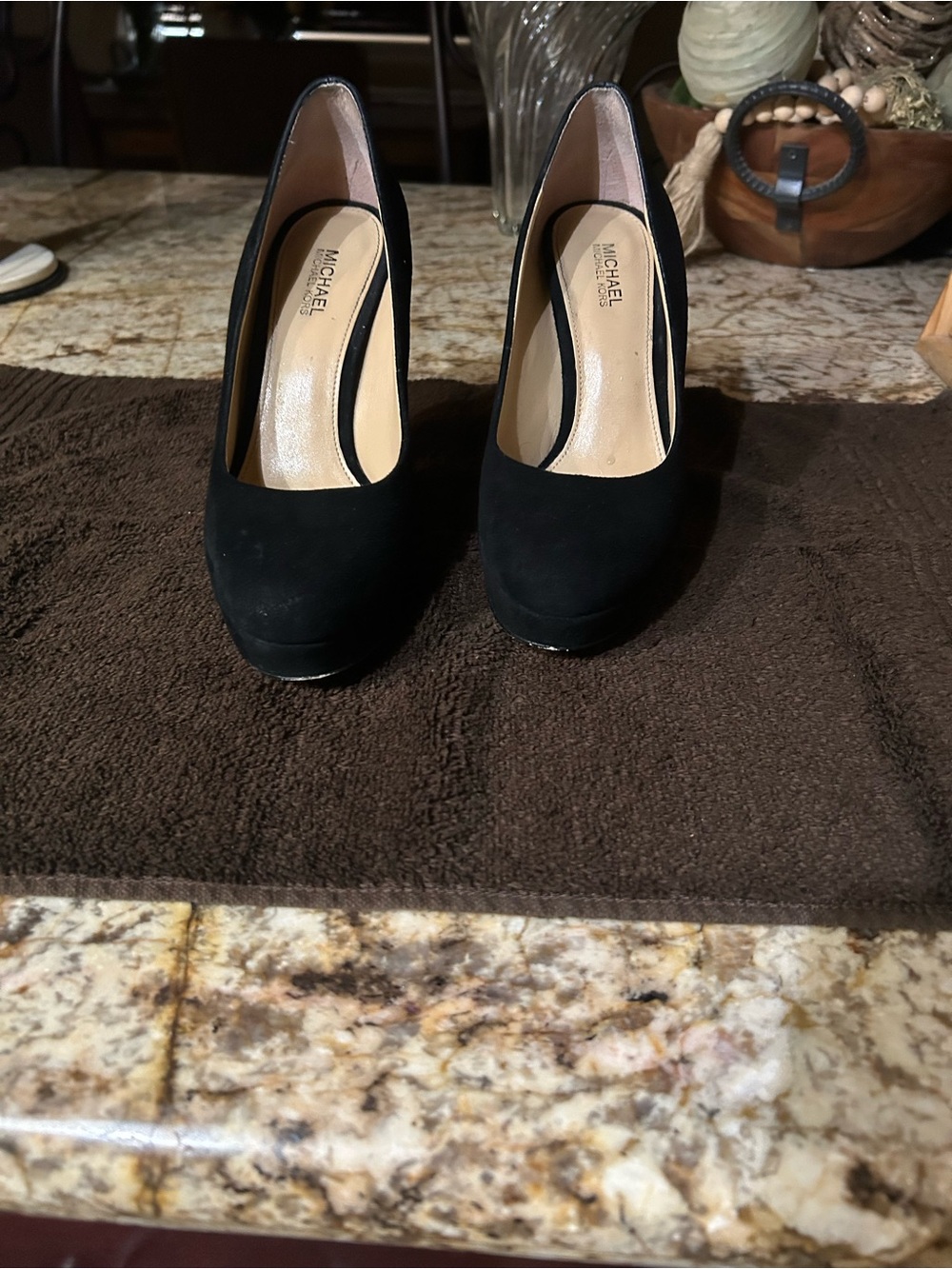MICHAEL Michael Kors Black SABRINA Suede Platform High Heels 6M
